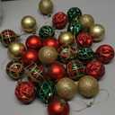 Valery Madelyn Christmas Ornaments Set, 30ct 2 Inches Red Green and Gold Shatterproof Christmas Tree Decorations Ball Ornaments Bulk, Traditional Country Hanging Decor for Xmas Holiday Party (Medium)