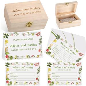 She's Fresh off the Market Bridal Shower Advice and Wishes Cards Box 50 Pcs Floral Bridal Shower Games Cards Farm Gardener Advice Box for Bride Groom Bachelorette Wedding Party Favor