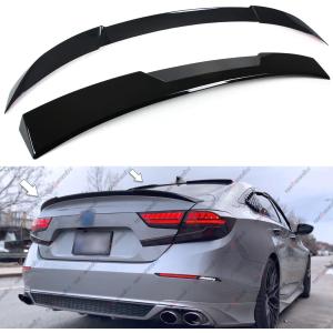 2Pcs Roof Top Spoiler & Rear Spoiler Compatible with 2018-2022 Honda Accord, V Style Duckbill Fits for 4 Door Sedan, Trunk Exterior High Kick Tail Deck Lid Wing Lip (Glossy Black)