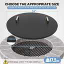 Fire Pit Lid Cover Round - 34" Rust Resistant Powder Coated Steel Firepit Cover or Table with 2 Wooden Handles for Patio Fire Pit, Weatherproof for All Seasons, Fits Fire Pits Up to 32"