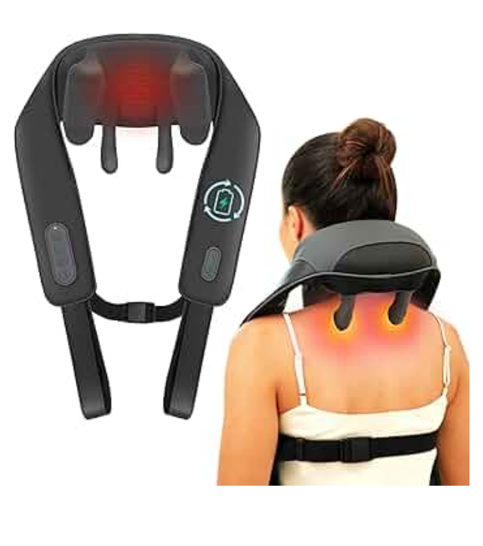 Snailax Cordless Neck Shoulder Massager with Soothing Heat, Upgarded 4D Deep Tissue Kneading, Shiatsu Back Massager Pillow for Neck, Traps, Back, Gifts for Men Women Mom Dad