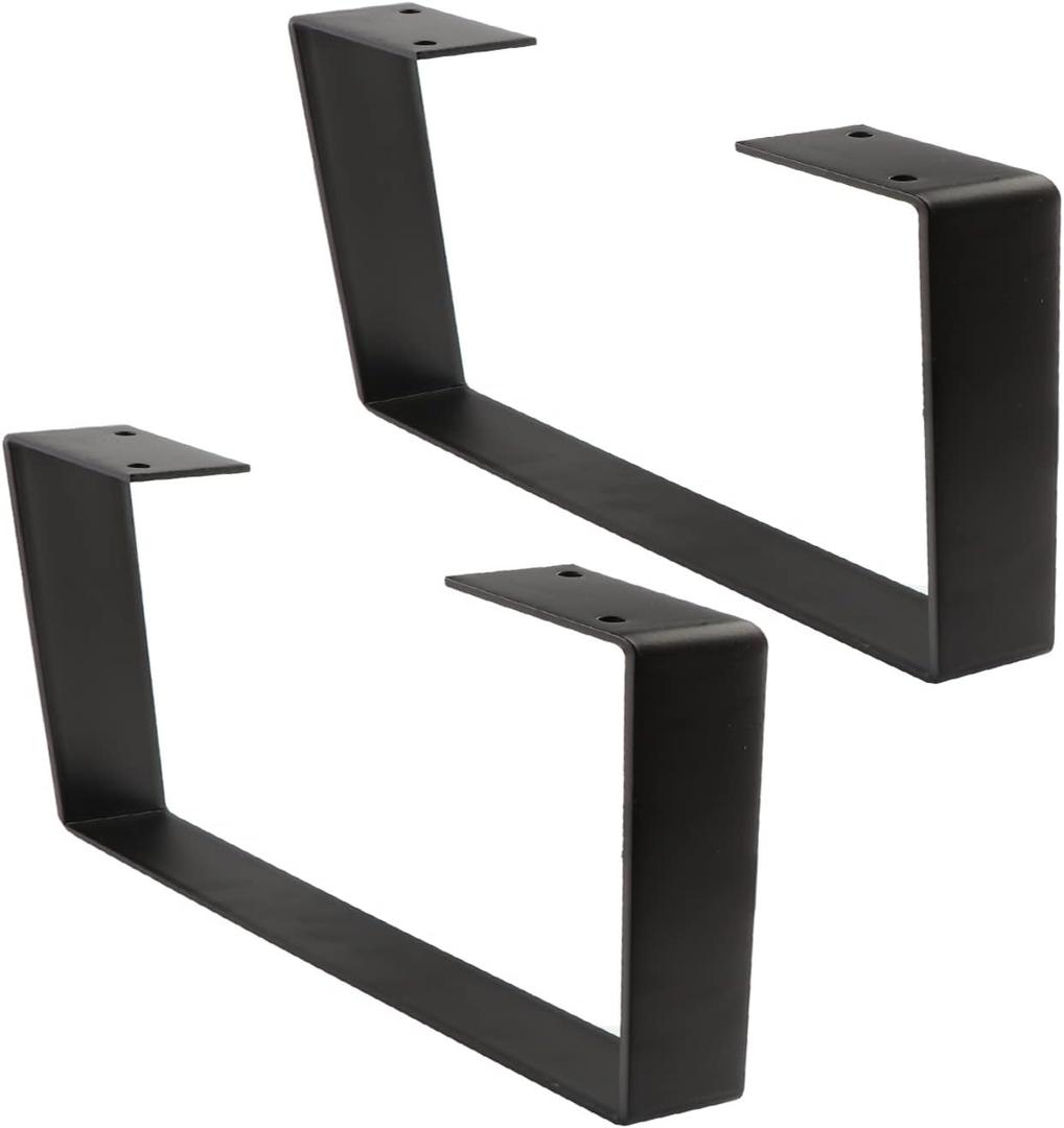 Osring 6 Inch Coffee Table Legs U-Shaped, 2pcs Solid Steel Table Legs for Furniture, TV Stand and Bench, Black