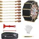 Qoosea Snow Chains 8Pcs Tire Chains Snow Chains for Car SUV Tire Chains with Tightening Buckles Universal Anti-Slip Snow Tire Chains Tire Cables Durable Chains for Tires Heavy Duty