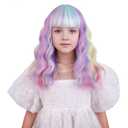 Girls Rainbow Wig Kids Colored Wig with Bangs Child Short Curly Colorful Wigs Synthetic Cosplay Hair Wig