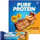 Pure Protein Bars, High Protein, Nutritious Snacks to Support Energy, Low Sugar, Gluten Free, Chocolate Peanut Butter, 1.76oz, 12 Count (Packaging May Vary) (EXP 07/23/26)