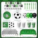 170 PCS Soccer Party Decorations, Soccer Birthday Party Decorations - Includes Plates, Napkins, Cups, Banner, Balloons, Tablecloth, Knives, Forks for Sports Soccer Theme Party Decorations, Serve 24