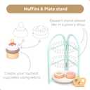 UMU® Wooden Dessert Playset – Pretend Play Kitchen Toy with Stand, Cupcakes, Donuts, Macarons, Candy & More – Wooden Play Food Set for Kids Ages 3 4 5 6
