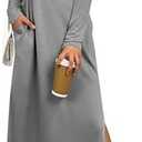 ANRABESS Women Long Sleeve Dresses 2025 Fall Casual Crewneck Loose Fit Split Flowy Wrinkle-Free Travel Vacation Maxi Dress Medium
