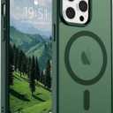 SUPFINE Magnetic for iPhone 14 Pro Max Case(Compatible with MagSafe)(Military Grade Drop Protection) Slim Translucent Matte Shockproof with Anti-Fingerprint Phone Case,Forest Green