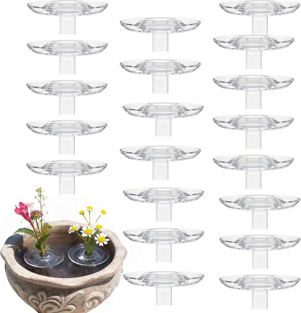 2025 Creative Floating Floral Arrangement Holder 20pcs DIY Clear Acrylic Flower Bowl Stem Holder,Modern Floating Vase Pedestal Stand for Fish Tanks Table Decor(20pcs-S)