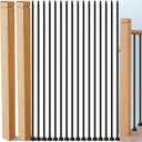 Stair Railing Kit, 16 Iron Balusters with Shoes and 2 Solid Red Oak Newel Posts, Complete Staircase Upgrade Set for 1/2" Square Balusters, Easy DIY Installation