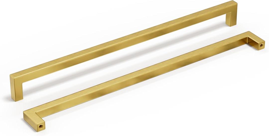 homdiy 6 Pack Gold Cabinet Handles Brushed Brass Drawer Pulls Stainless Steel Hardware for Cabinets 12-3/5 Inch Hole Centers