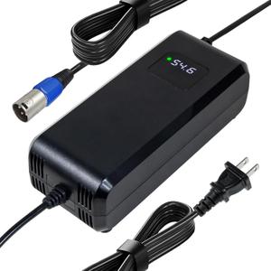 YZPOWER 54.6V 4A Lithium Battery Charger for 48V 13s li-ion Battery 3Pin Male XLR ConnectorFeatures HD Display of Current Charging VoltageMultiple Safety Protections Auto Shutting Off