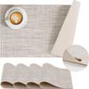 BACKTOEDEN Leakproof Placemats Set of 4, 2-Layer Waterproof placemat for No More Stains, Heat-Resistant Easy Clean Vinyl Table Place Mats for Kitchen Dining Indoor Outdoor, Beige, 17.72x11.81in