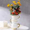 Tioncy Mini Teacup Bud Vase 5" Wonderland Tea Party Decorations Antique Vintage Kitchen Decor Whimsy Ceramic Vase Tea Party Favor for Wedding Gift Birthday Bridal Showers Home(1 Pcs) (Classic)