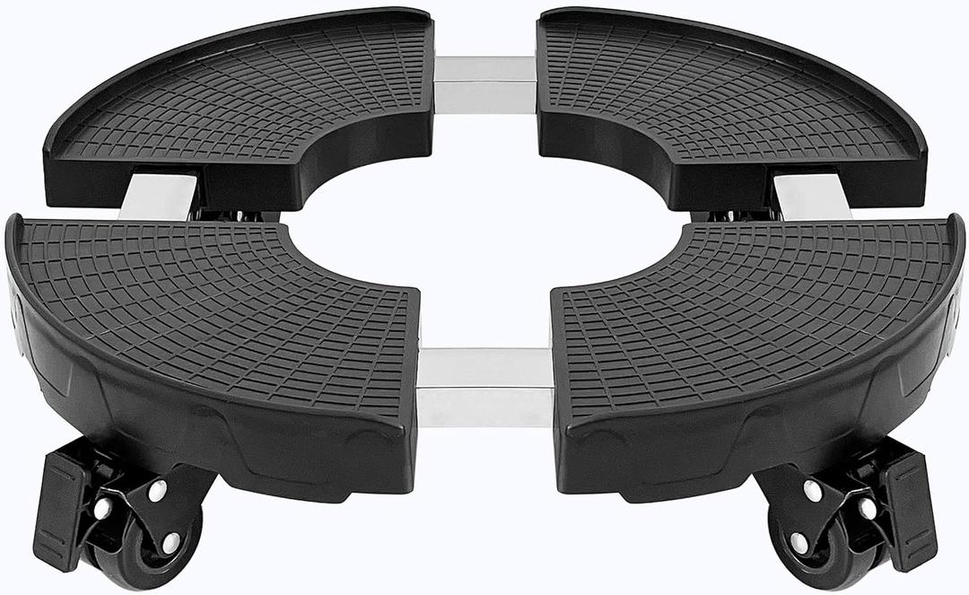 CASIMR Plant Caddy with Wheels, Heavy Duty 440lbs Capacity Rolling Plant Stand, 15-20 Inch Adjustable Indoor Outdoor Plant Dolly, Round Plant Roller Base Flower Pot Rack Holder Trolley Casters Tray (Black)