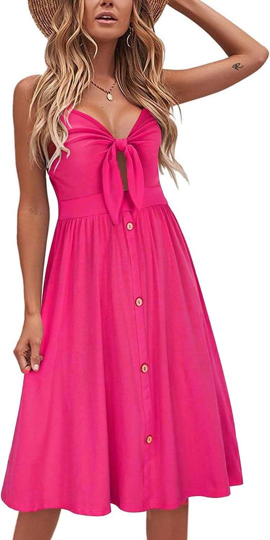 VOTEPRETTY Women's Summer Dresses Spring Sundresses Beach Clothes Outfit Vacation V Neck Casual Tropical Resort Hawaiian (X-Large)