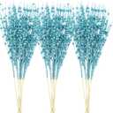 Joiedomi 24 Pcs Christmas Artificial Berry Stem Ornaments, Decorative Bead Sticks, Glittery Twigs, for Christmas Tree Decor Small Vase Decor Holiday Party Supplies and Wedding Decor (17", Light Blue)