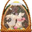 Easter Bunny Snow Globe for Easter Decorations, Easter Basket Eggs Design with Lighting FunctionsUSB or Battery Operated.