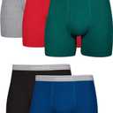 Hanes Men's Boxer Briefs, Cool Dri Moisture-Wicking Underwear, Cotton No-Ride-up for Men, Multi-Packs (Blue/Green/Red - 5 Pack)