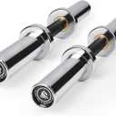 LIONSCOOL 16"/20” Loadable Dumbbells Pairs in Commercial Grade, Heavy Duty Olympic Dumbbell Bar/Handle for Strength Training, Compatible with 2’’ Standard Plates (Silver Chrome, 20 INCH)