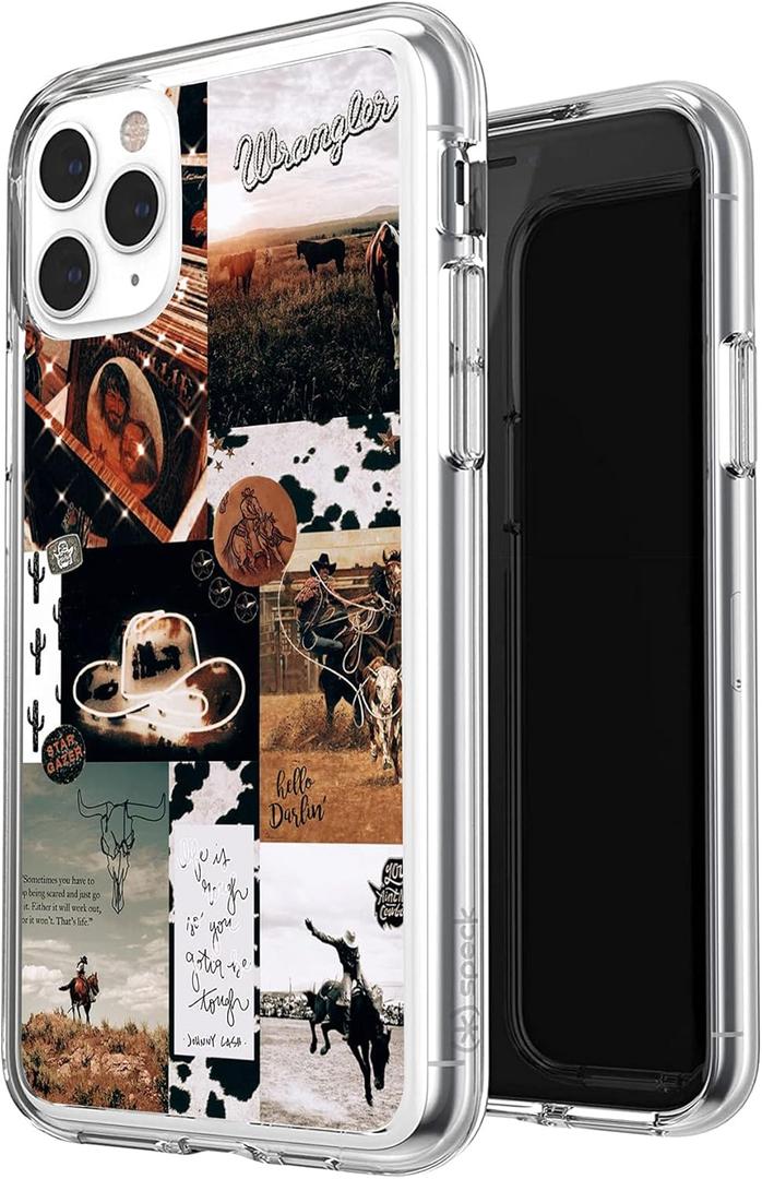 Compatible with Western iPhone 11 Case, Retro Cowgirl Cowboy Country Chic Aesthetic Collage iPhone Case for Men Women Gift Shockproof Soft TPU Clear Case