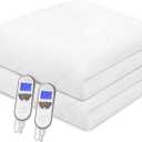 Bwarm Premium Multi-Zone Electric Heated Mattress Pad Queen Size, 60" x 80", Dual Controllers, 9 Heat Settings, 1-12 Hours Auto Off, Individual Body and Feet Settings, Machine Washable
