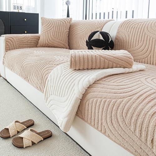JPGGD Sofa Couch Cover, Non-Slip Sofa Covers Washable for Dogs, Sofa Slipcovers Pet Friendly, Pet Couch Covers for Sofa, Boho Couch Protector for Recliner and Loveseat(1PC,Light Brown,36"×71")