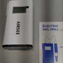 AIRSEE Rechargeable 30000RPM Electric Nail Drill Professional Portable E File Machine for Acrylic Nail Natural Extension Gel Nails Polish Cuticle, Cordless High Speed for Salon Home Use E8 White