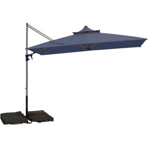 Patio Umbrella, Rectangle Outdoor Cantilever Umbrella, Aluminum Offset Umbrella with Champagne Frame for Pool Deck Garden Outdoor shade for Garden Deck Pool Patio, Beige(Weighted Base Not Include) (7.5' x 7.5', BLUE)