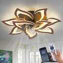 HuixuTe 32" Modern Wood Geometric Ceiling Fan with Lights Remote Control