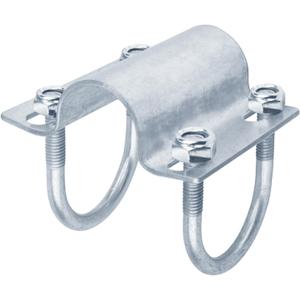 4 Pack 2-3/8" x 1-5/8" OD U-Bolt Cross Clamps, Adjustable Neck Rail to Post Bracket, Connector for Stall Barn Corral Panels Chain Link Fence, 5/32" Thick