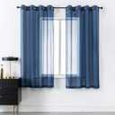 DUALIFE Navy Blue Sheer Curtains 63 Inch Length for Bedroom Dark Blue Sheer Curtains Panels with Grommet Sheer Voile Superior Drapes for Living Room 52 x 63 Inch Length 2 Panels Indigo Blue