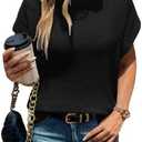 WDIRARA Women's Turtleneck Cap Sleeve Sweater Vest Pullover Knitted Top Loose Oversized Knitwear (XX-Large, Black)