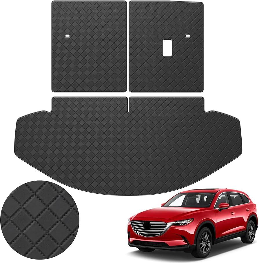 TTX LIGHTING Original Cargo Liner and Rear Backrest Mat for 2016-2023 Mazda CX-9 Sport Only - Custom Fit PU Leather Trunk Mat - All Weather Anti-Slip Cargo Mats for Mazda CX 9 Accessories 2016-2023
