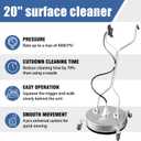 janz 20" Pressure Washer Surface Cleaner with 4 Wheels,Dual Handle,Stainless Steel Housing, 4 Replacement Nozzles and 2 Hose Adapters,Ideal for Driveways, Sidewalks,Patios,Decks Cleaning, Size: 20 Inch