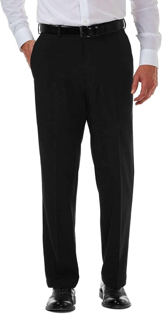 Haggar Men's Cool 18 Pro Classic Fit Flat Front Casual Stretch Performance Golf Pant (40W x 32L, Black)