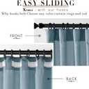XTMYI Stone Blue Curtains 90 Inches Long for Living Room,Light Filtering Country Vintage Hooks Pleated Back Tab Semi Sheer Linen Curtains for Bedroom 2 Panels Set,Dusty Blue