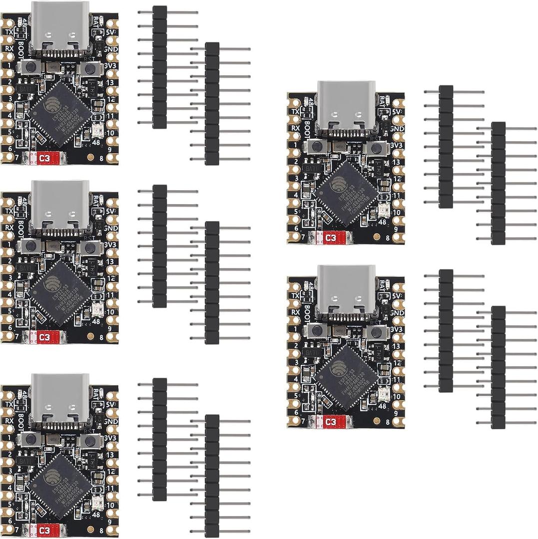 AITRIP 5PCS Type-C Supermini ESP32-S3 ESP32 S3 Development Board Dual-Core Processor, 160MHz Running Frequency, 2.4GHz Wi-Fi & Bluetooth Compatible with Arduino IDE & MicroPython