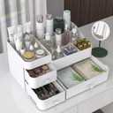 Makeup Organizer with Drawers, Bathroom Counter Organizer, Plastic Cosmetic Display Case, Large Skincare Storage for Vanity Countertop, Ideal for Bedroom Dresser top and Desktop