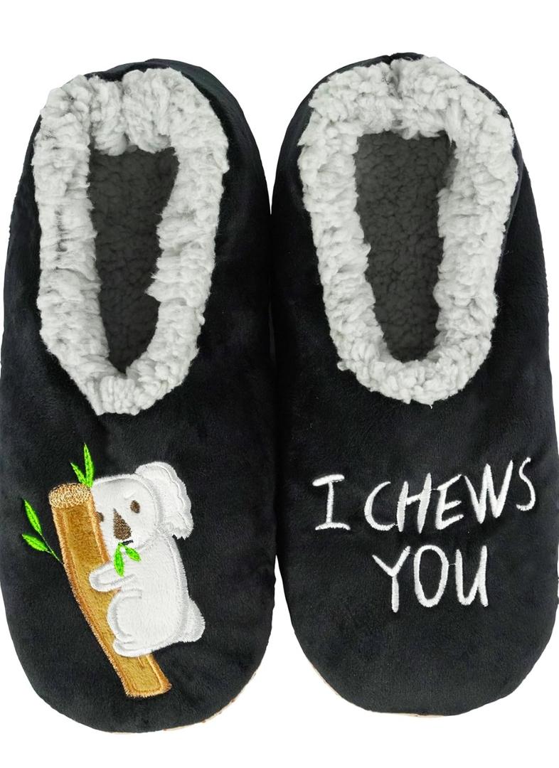 BenSorts Fuzzy Slipper Socks for Women Funny House Slippers with Grips 9-11