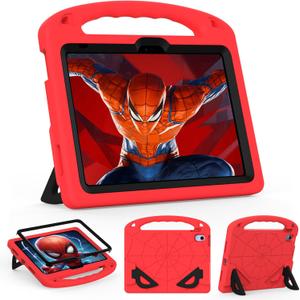Kids Case for iPad (A16) 11th Generation 11" 2025 / iPad 10th Generation 10.9" 2022, Shockproof Cover with Built-in Screen Protector and Stand (Red+Black)