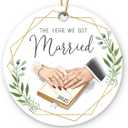 4 x Wedding Gifts for Couples 2025 - The Year We Got Married Ceramic Ornaments, Future Mr and Mrs Gift Ideas 2025, 1st Bridal Shower Ornaments for Bride, Bride to Be, Just Married Presents for Women