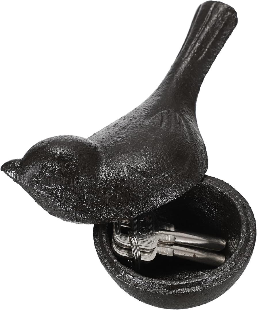 Sumnacon Spare Key Hider Outside Cute Bird Garden Decoration Secret Key Holder for Yard Porch Lawn Bushes, Heavy Cast Iron Hidden Keys Storage Vintage Outdoor Statue for Jewelry Ear Studs, Ring