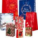 Cherubfunz 24 PCS Christmas Gift Bags Bulk Set with Snowman, Snowflake, Christmas Bell/Tree/Gin Pattern Design, Festival Bags for Wrapping Holiday Gifts  6 X-Large, 6 Large, 6 Medium, 6 Small (24 Count (Pack of 1))
