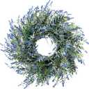 26'' Large Lavender & Eucalyptus Wreath for Front Door - Artificial Eucalyptus Leaves Greenery Outdoor Wreath for Wedding Farmhouse Porch Wall Room Home Decor (Blue)
