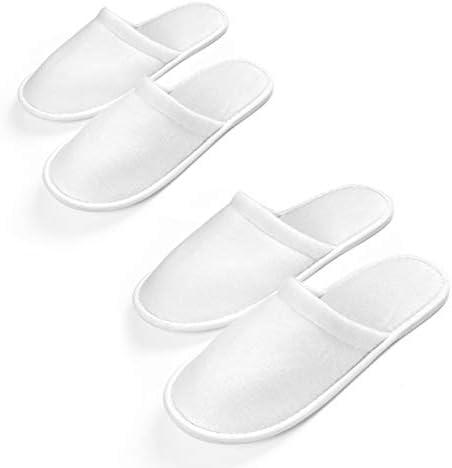 24 Pairs Disposable House Slippers for Guests Bulk Slipper Pack for Hotel Spa Travel Shoeless Home White Closed Toe