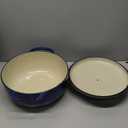 Lodge 7.5 Quart Enameled Cast Iron Dutch Oven with Lid  Dual Handles  Oven Safe up to 500 F or on Stovetop - Use to Marinate, Cook, Bake, Refrigerate and Serve  Indigo