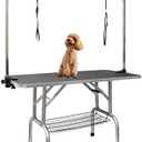 ROOMTEC 36" Dog Grooming Table,Foldable Home Pet Bathing Station with Adjustable Height Arm/Noose/Mesh Tray