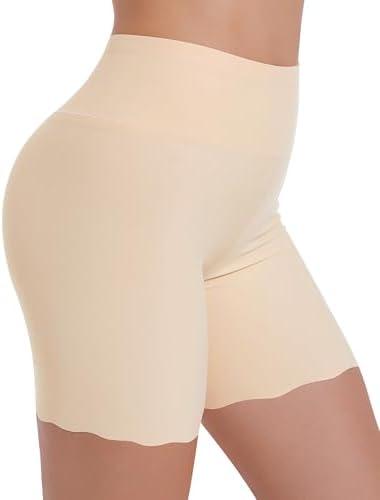 Blueinn High-Waisted Slip Shorts for Under Dresses Women Anti Chafing Cooling Shorts Boyshorts with Scalloped Bottom, L